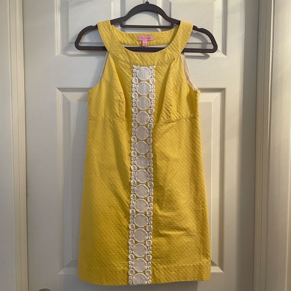 Lilly Pulitzer Jacqueline Embroidered Shift Dress - Yellow Size 4
